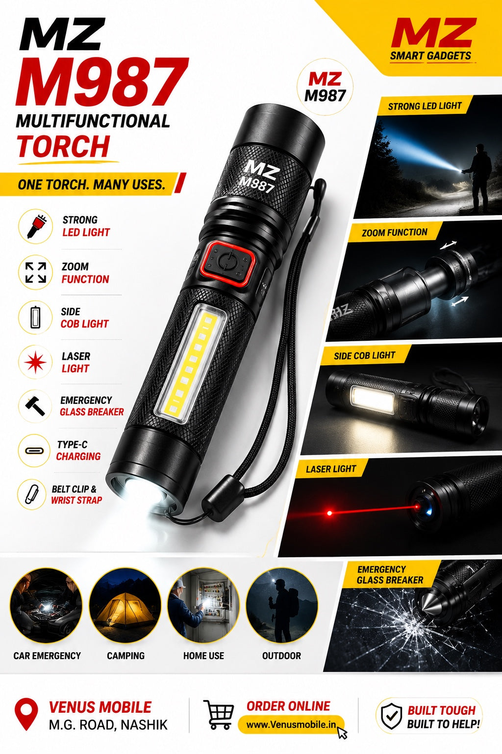 MZ M987 multifunctional torch features