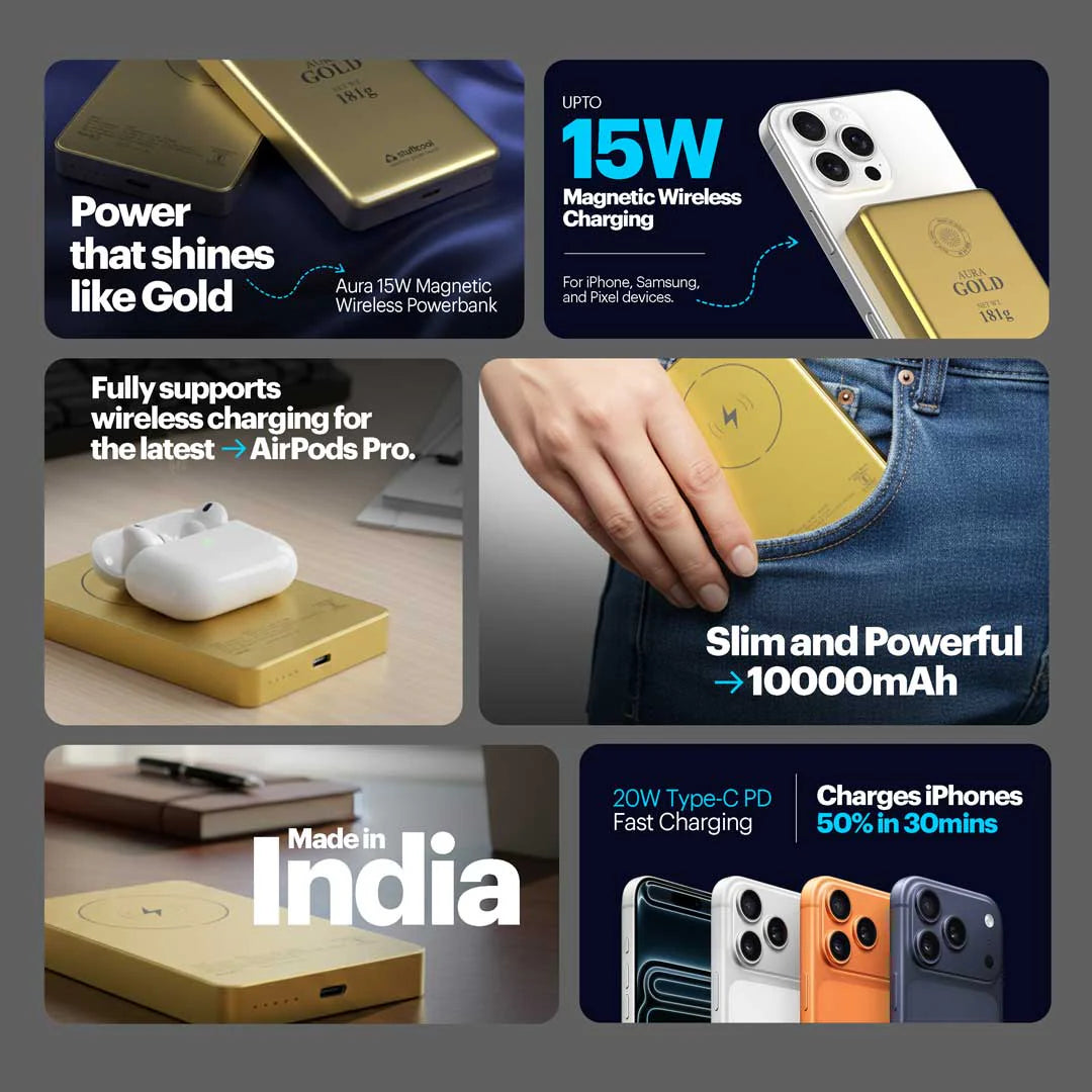 Stuffcool Aura 10000mAh Magnetic Wireless Powerbank
