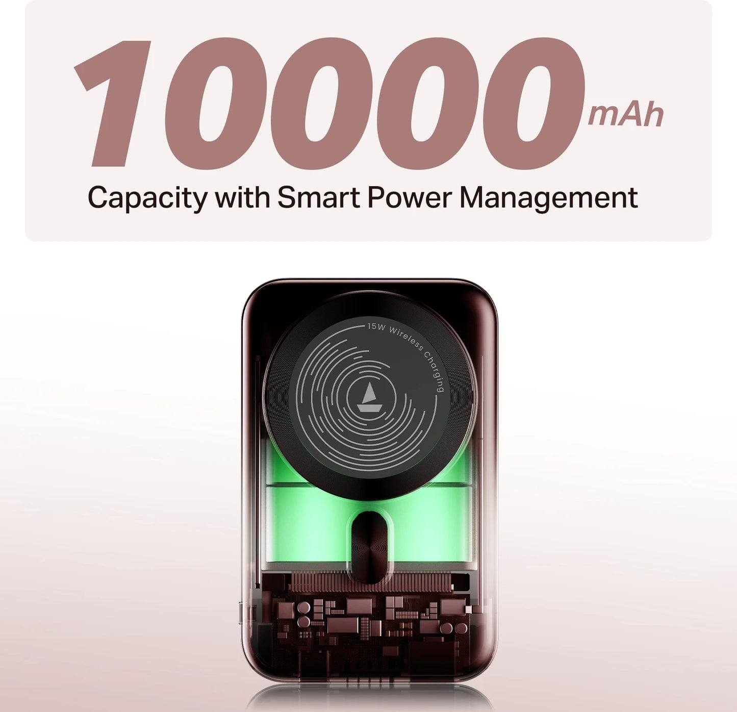Boat EnergyShroom PB331 (Magsafe) 10000mAh Magnetic Wireless Powerbank, 15W Wireless & 22.5W Wired Charging