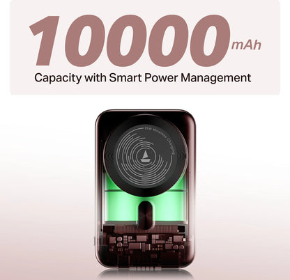 Boat EnergyShroom PB331 (Magsafe) 10000mAh Magnetic Wireless Powerbank, 15W Wireless & 22.5W Wired Charging