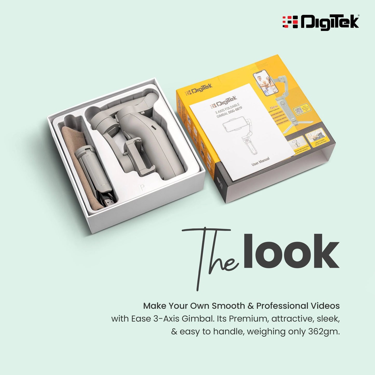 DIGITEK® (DSG-007F) 3-Axis Gray Smartphone Gimbal