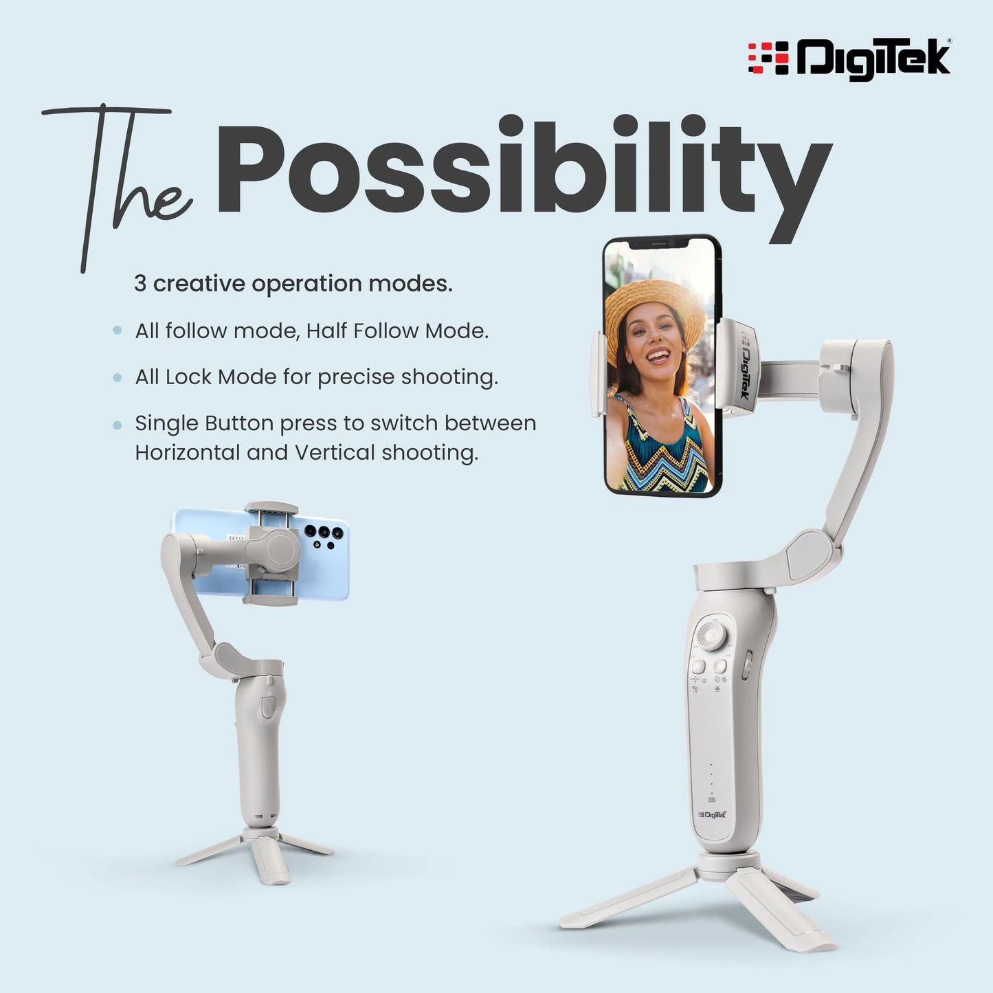 DIGITEK® (DSG-007F) 3-Axis Gray Smartphone Gimbal