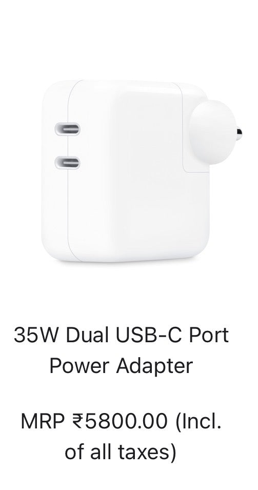 Apple 35W Dual USB-C Port Power Adapter